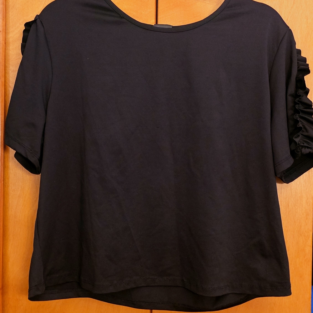 Black Ruffle Sleeve Women's Top